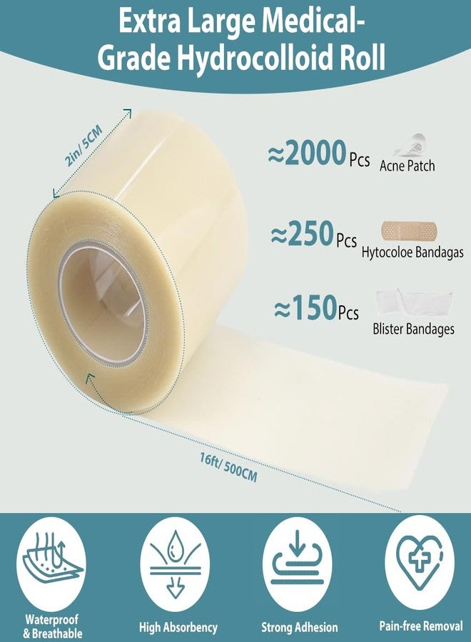Abnaok Hydrocolloid Bandages for Wound Care, 2in X 16ft Extra Large Medical-Grade Hydrocolloid Roll with Self-Adhesive, Ultra Absorbent, Flexible & Waterproof, DIY Size & Shape First Aid Kit Essential - Image 2